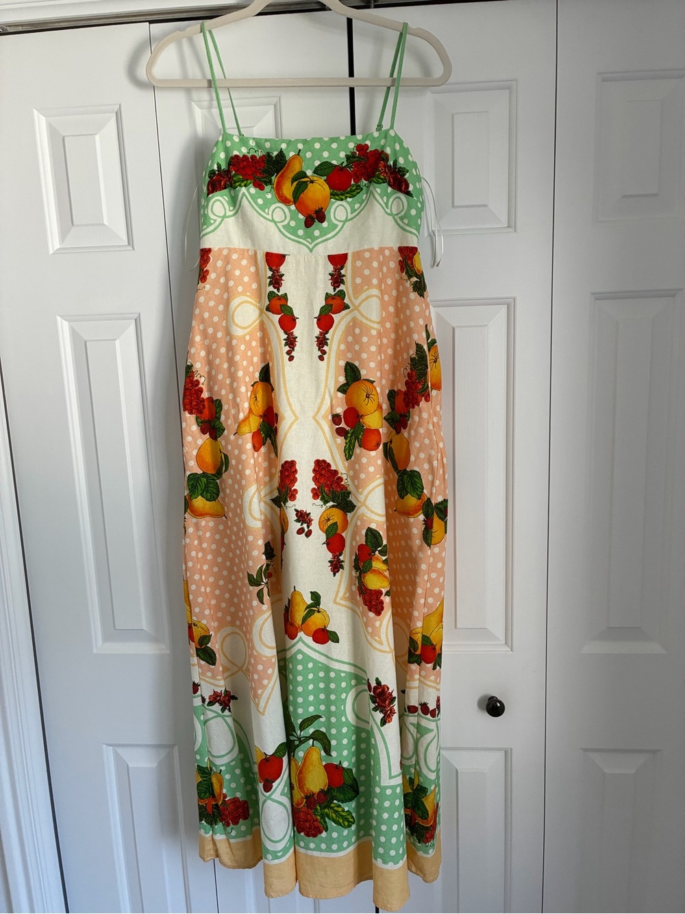 Caroline Constas Linen Blend
Colorful Fruit-Print Maxi
Dress w/ Pockets NWOT